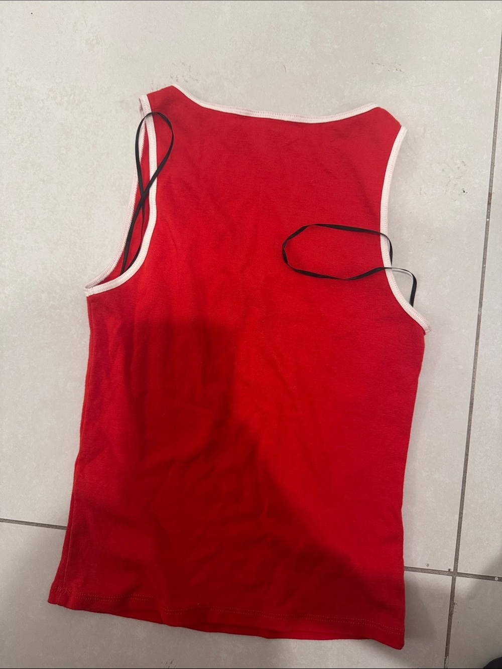 Divided Red Tank Top with White Trim - Picture 3 of 3